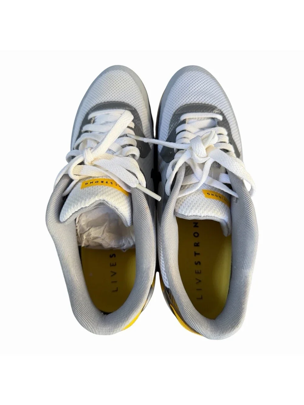 Nike Air Max 90 Hyperfuse Livestrong White Grey Maize 526584-107 Sz 10 w/ Box